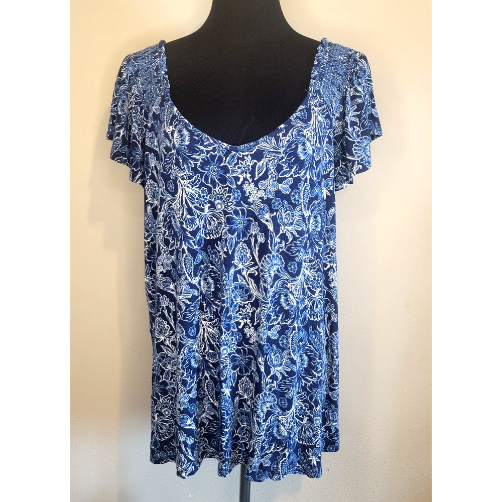 Torrid Super Soft Blue Slub Jersey Short Sleeve Pullover Top Size 2 (18/20)